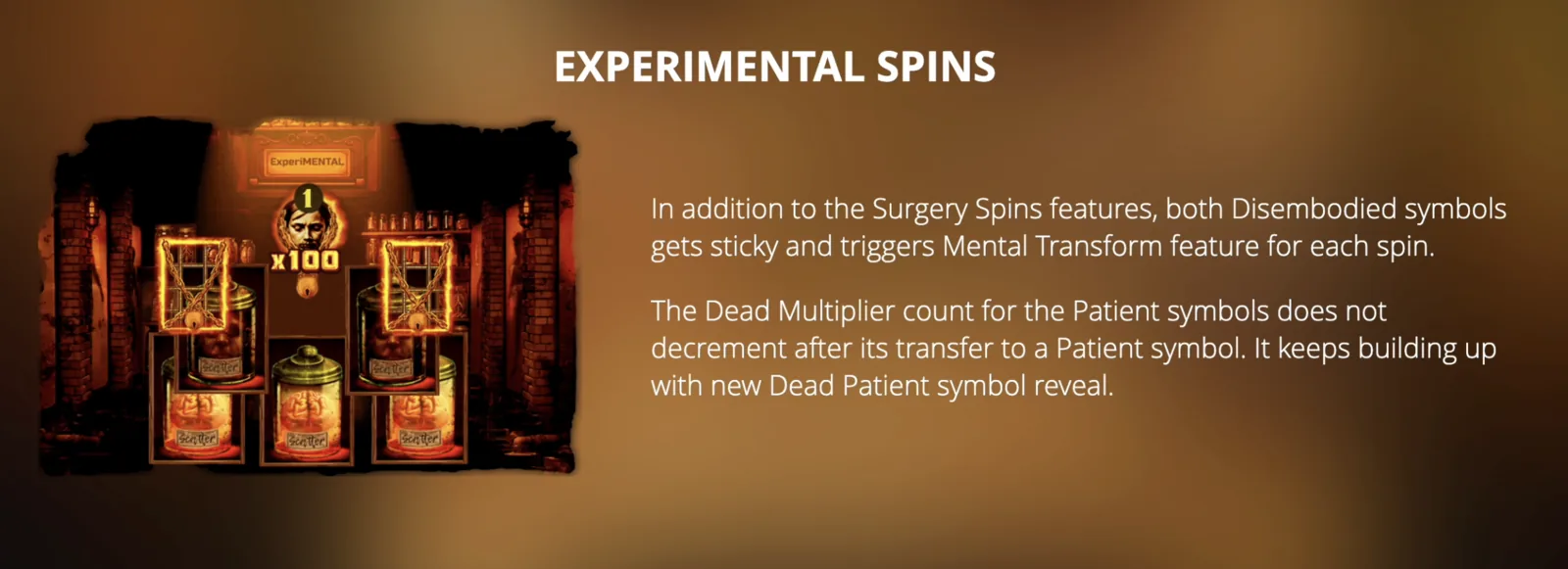 Mental II experimental spins feature rules for Free Spins page