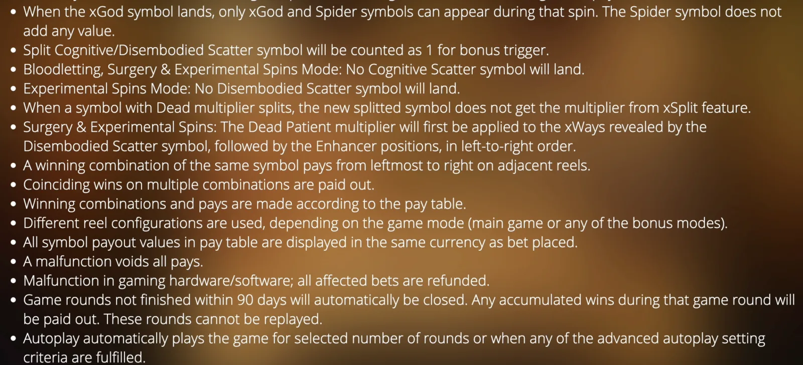 Mental II general game rules page for Features related guide